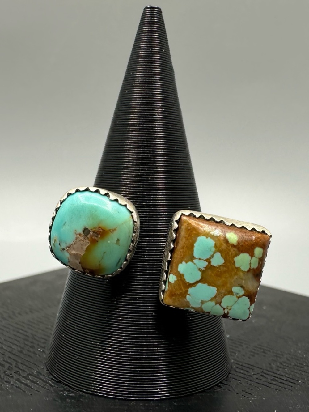 Number 8 Turquoise Sterling Silver 925 Handmade Adjustable Ring Bypass Floater